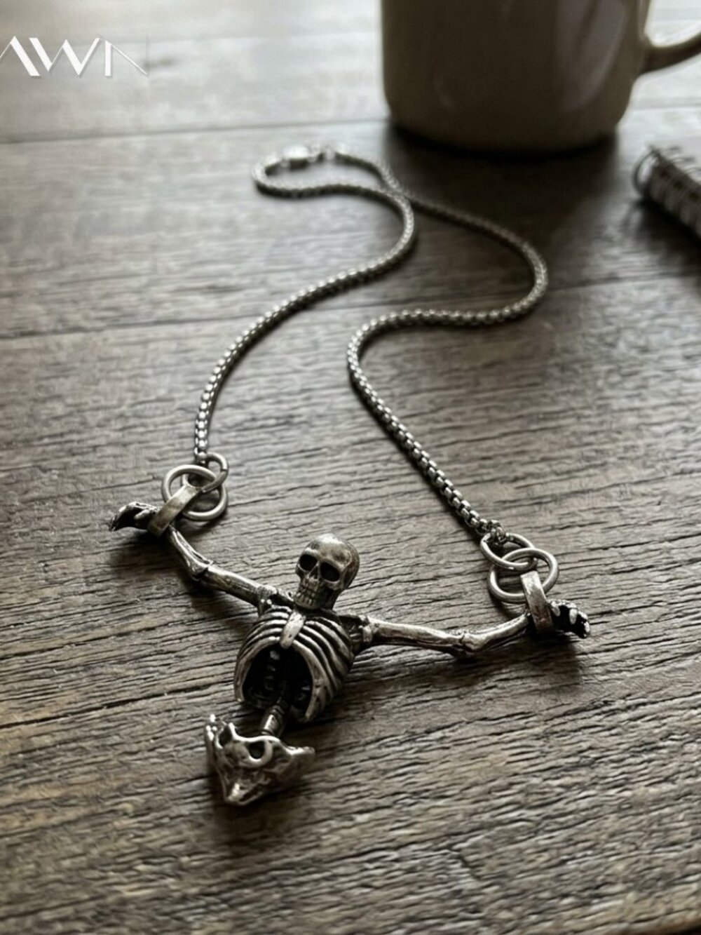Mens Silver Plated Skull Pendant Necklace